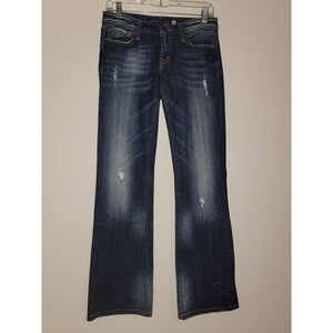 VIGOSS Collection Bootcut Jeans Medium Wash Distressed Denim Size 27